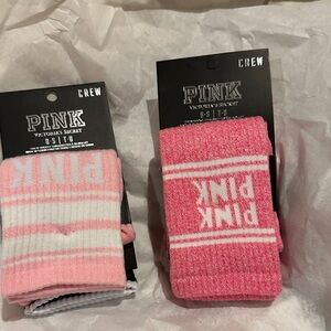 Victoria's Secret PINK Casual Crew Socks - Light Pink and Dark Pink Dark Gray